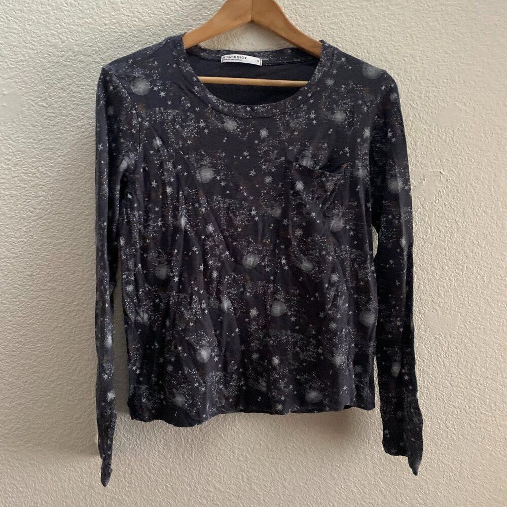 Stateside Long Sleeve Crew Neck Shirt Top Small 100% Cotton Constellation